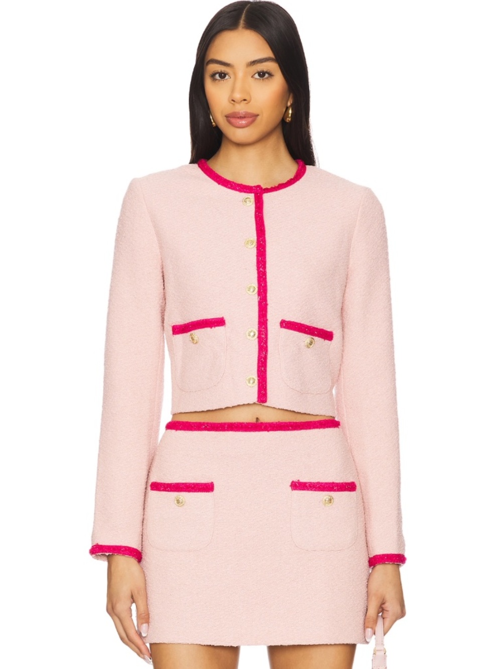 Amanda Uprichard Pink Tweed Jacket & Skirt Set